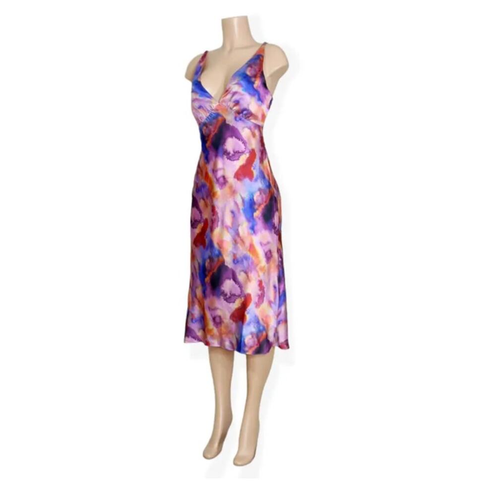 Anthro BHLDN Hazel Printed Stretch Satin Midi Dress M Sold Out Online! - Picture 3 of 10